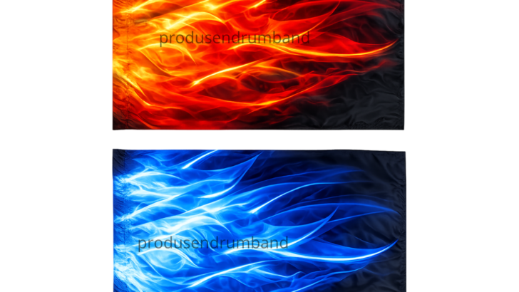 Bendera Motif Api Oren Biru