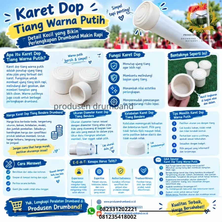Karet Dop Tiang Warna Putih, Detail Kecil yang Bikin Perlengkapan Drumband Makin Rapi
